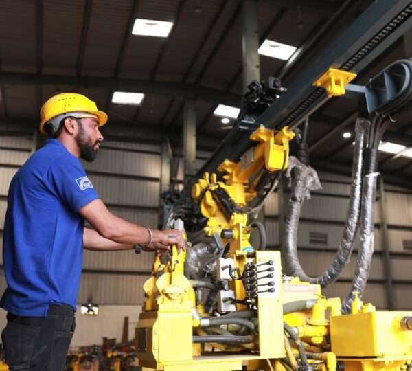 Hydraulic Drilling Rig Operation at Construction Site