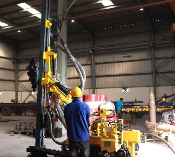Hydraulic Drilling Rig Operation at Construction Site